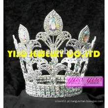 Best seller lindo grande AB diamante cabelo ornamentos redondo tiara